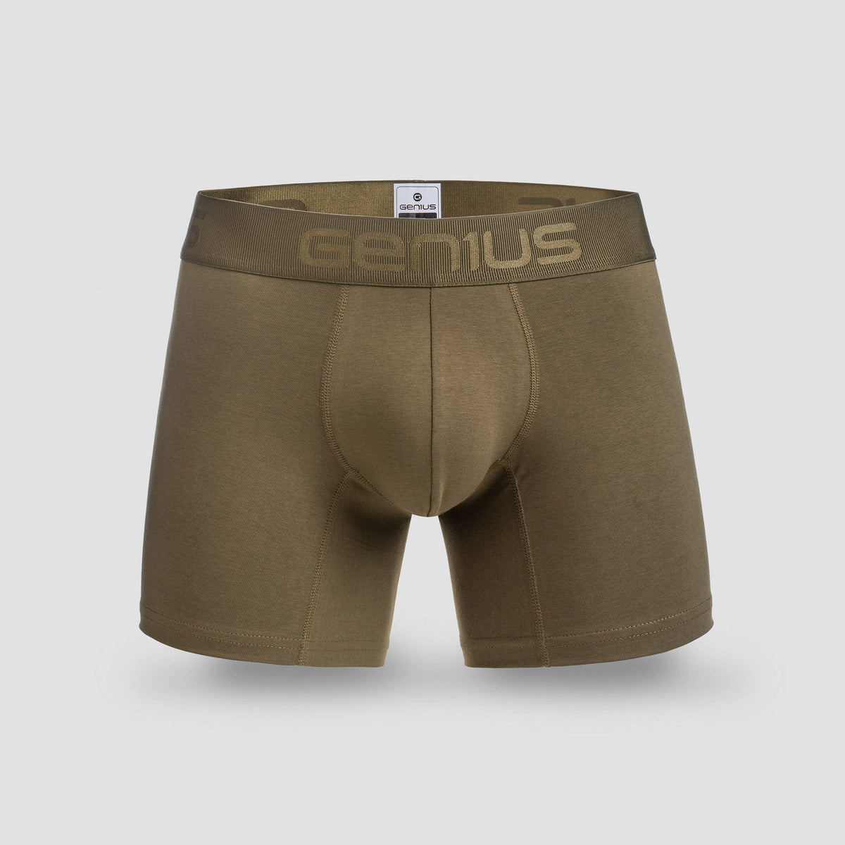 Bóxer Genius Básico 4090 color musgo de algodón peruano, vista frontal
