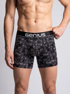 Bóxer Elemental Genius – modelo vista frontal, estampado tabla periódica
